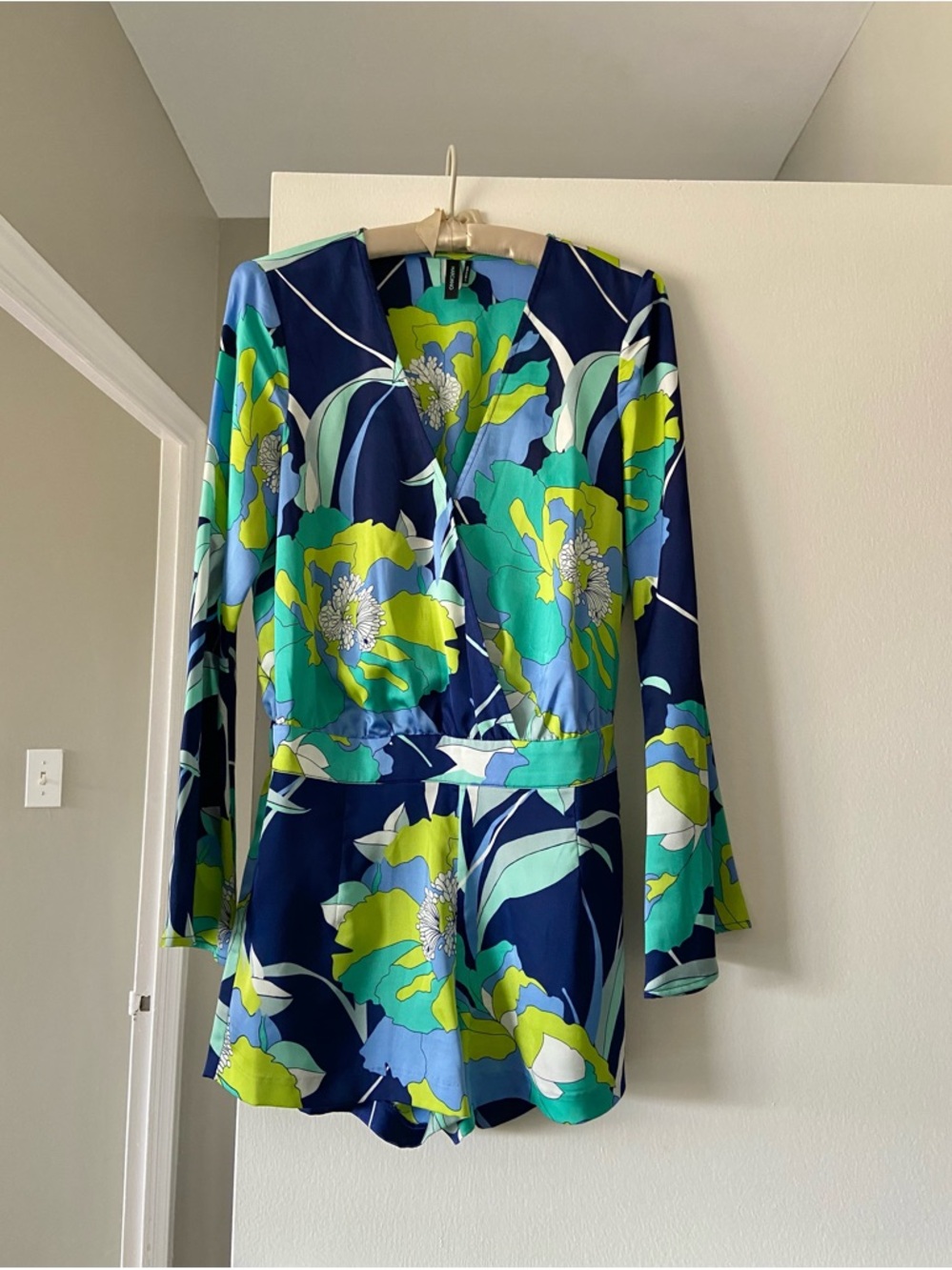 Marciano Navy Blue Floral Long-Sleeve Romper